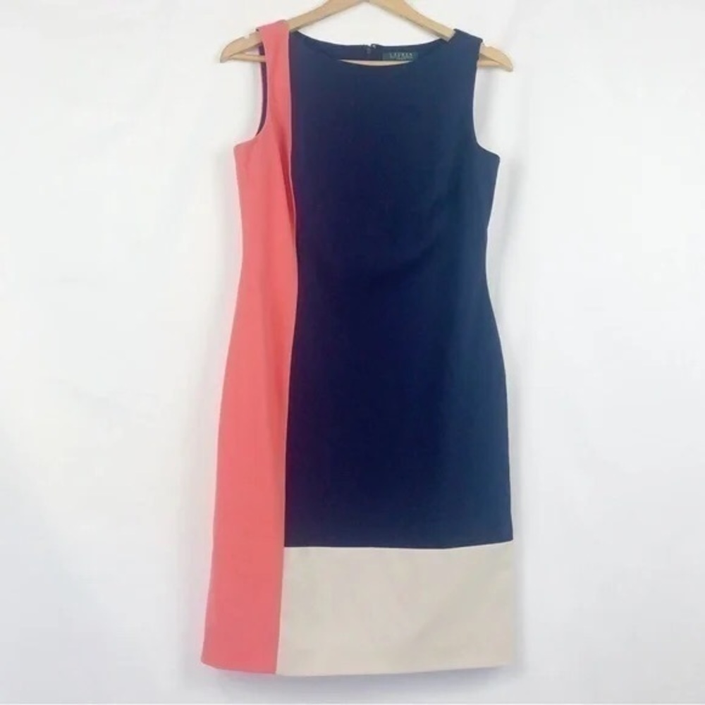 Ralph Lauren | Navy Colorblock Sheath Shift Dress {10}